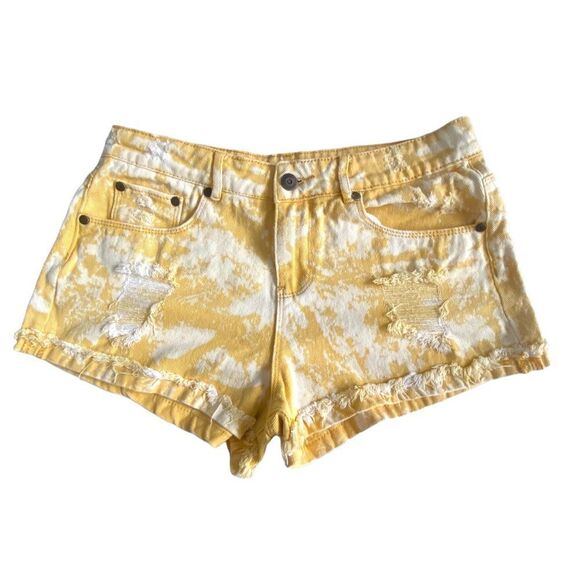 Chelsea & Violet Yellow Distressed Jean Shorts, Size 25 - Picture 2 of 7